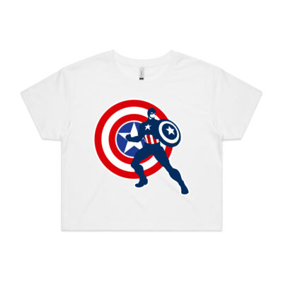 Captain America with Symbol - Crop Top Tee Thumbnail